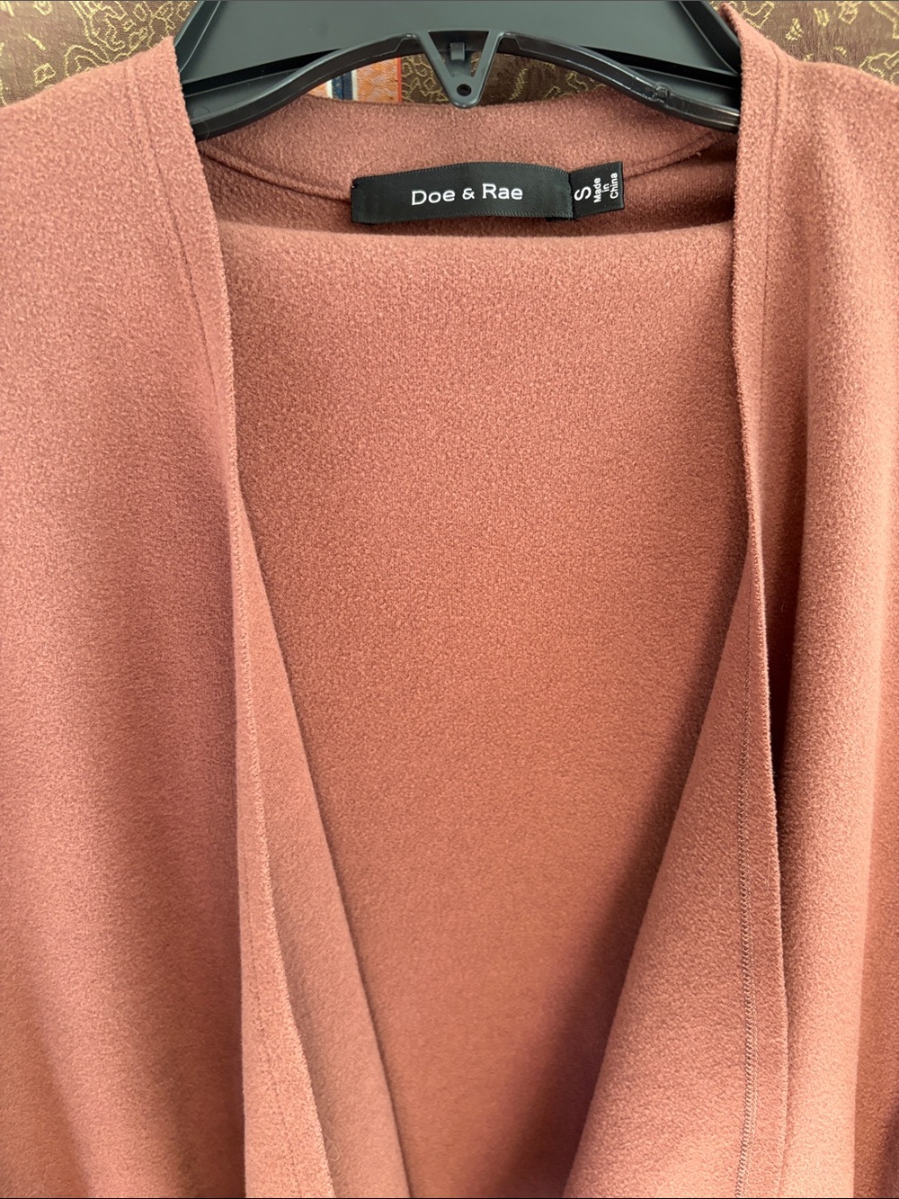 Doe & Rae Rust Mauve Open Front Drawstring Jacket - Picture 2 of 6